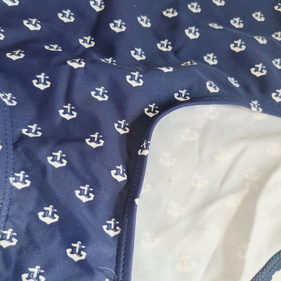 Bikini Set Navy Anchor Print High-Waist Bottom Halter Top Vintage Inspired Retro - Picture 3 of 12